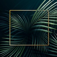 Square golden frame on a tropical background