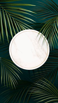 Round golden frame on a tropical background vector