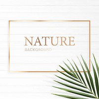 Rectangle golden nature frame on a white wooden board vector