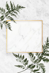 Square golden frame on a marble background