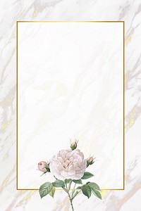 White flower element on marble background vector