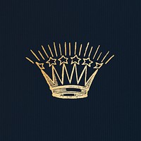 Golden vintage crown on a black background illustration