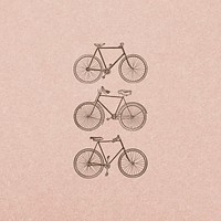 Vintage two wheel bicycles set poster vector