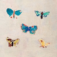 Colorfully painted butterfly collection illustration