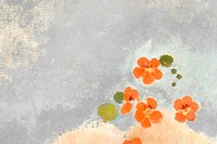 Orange flowers on gray oil paint background vector