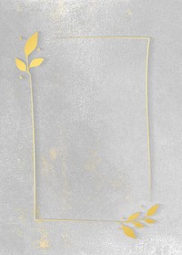 Rectangle gold frame on gray oil paint textured background vector