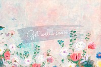 Get well soon oil paint wishing card vector