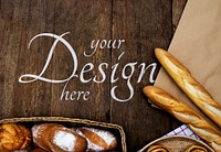 Homemade bakery on a wooden board mockup