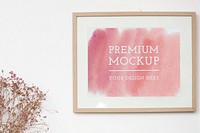 Wooden board premium mockup on a wall