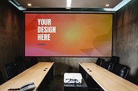 Projector screen mockup in a meeting room