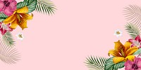 Tropical pink banner with design space vector