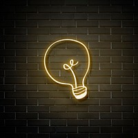 Neon yellow bulb on a walll