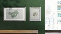 Frames mockup on a green wall