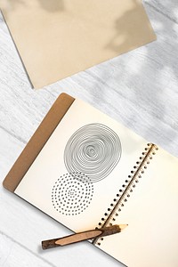 Round pattern notebook mockup illustration