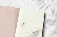 Botanical frame on notebook mockup illustration