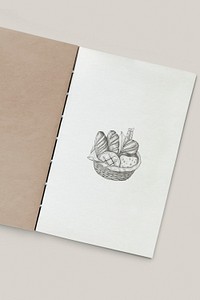 Hand drawn sketch on a notebook mockup illustration