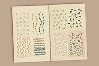 Hand drawn element set on notebook mockup illustration