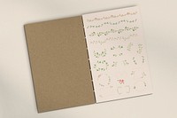 Hand drawn element set on notebook mockup illustration