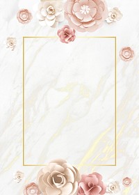 Paper craft flower element card template vector
