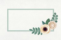 Rectangle paper craft flower badge vector