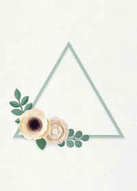 Triangle paper craft flower badge vector