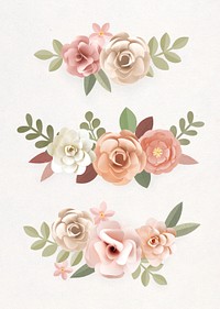 Paper craft flower element vector collection