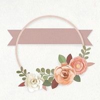 Round paper craft flower wreath vector
