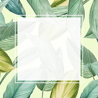 Blank square tropical leaf frame template vector