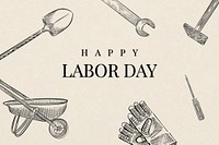 Construction equipments on a Happy Labor Day beige background vector