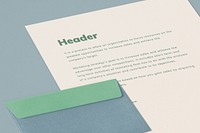 Paper & envelope mockup psd, flat lay design