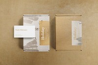 Christmas paper box mockup, packaging for small business psd