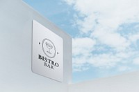 Restaurant sign mockup on wall psd