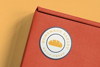 Bakery logo mockup psd on box packaging