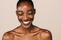 Happy nude black woman portrait