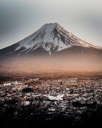 Mount Fuji and Kawaguchiko town in Japan