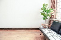 Loft interior with white wall