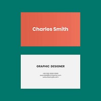 Business card template vector in orange and white tone flatlay
