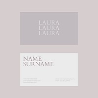 Business card template vector in white and gray tone flatlay