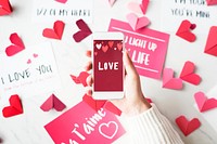 The word love on a mobile phone screen