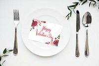 Valentines day card on a plate