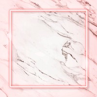 Square pink neon frame on a white marble  background vector
