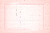 Rectangle pink neon frame on a white brick wall vector