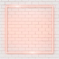Square orange neon frame on an orange brick wall vector