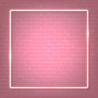 Square pink neon frame on a pink brick wall vector