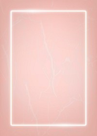 Rectangle white neon frame on a pastel pink marble  background vector