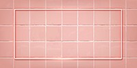 Rectangle pink neon frame on a pastel pink tile wall vector