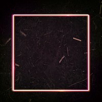 Square neon frame on black marble textured background vector