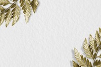 Gold leatherleaf fern frame on white background vector