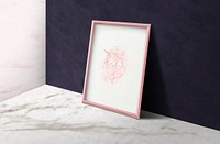 Pink wooden picture frame on a marble floor illustration