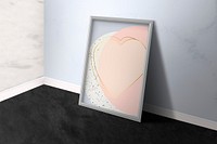 Gray wooden picture frame on a marble floor illustration